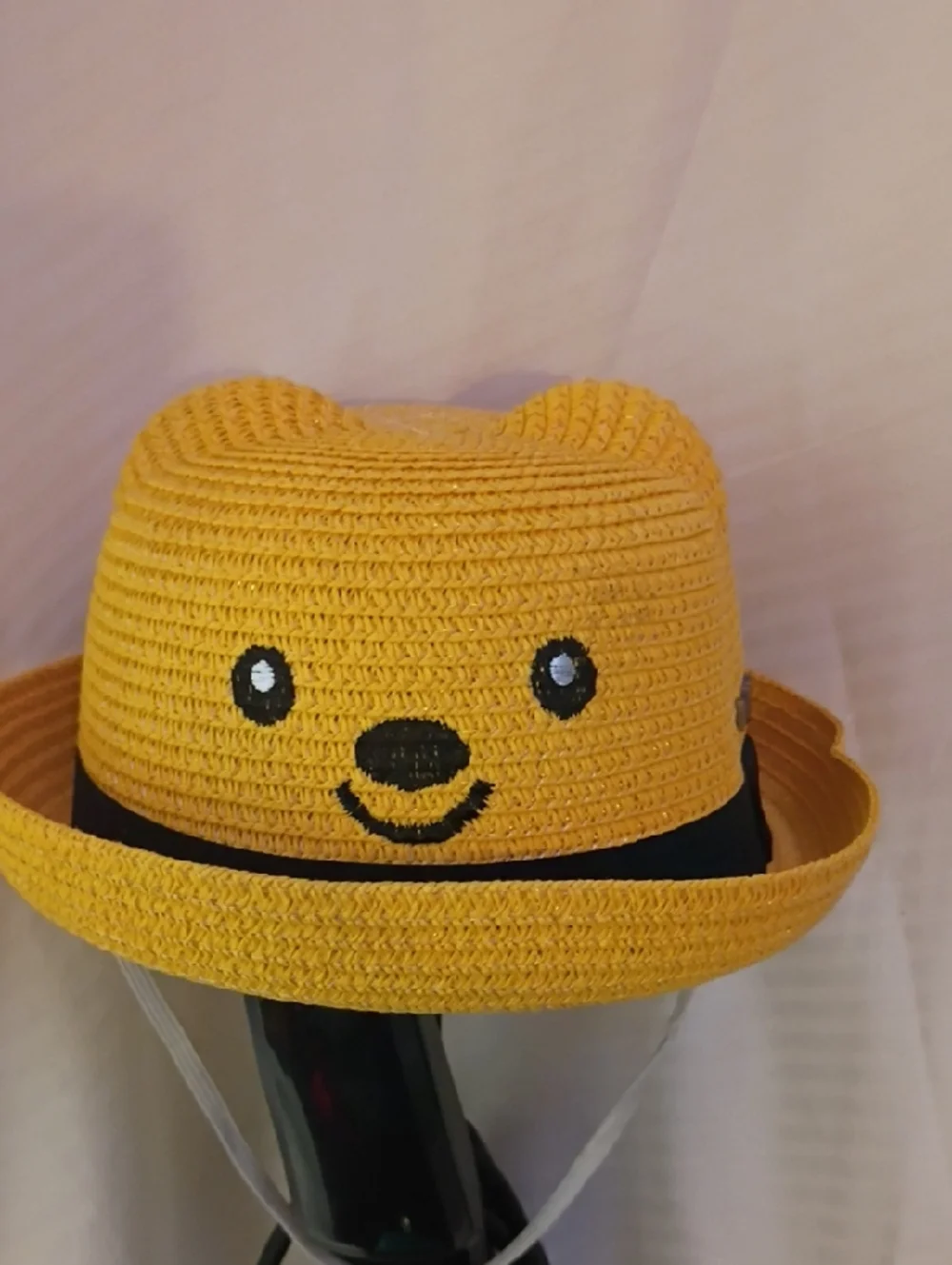 Lucky Brand Yellow Crochet Kids Straw Hat with Face